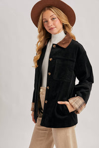 Inner Plaid Corduroy Barn Jacket