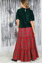 Load image into Gallery viewer, Feelin’ Festive Flowy Plaid Tiered Maxi Skirt