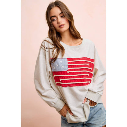 Liberty Lane American Flag Patch Top