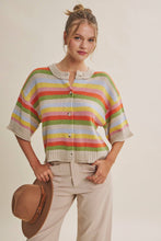Load image into Gallery viewer, MAPLE STREET MULTI-STRIPE BUTTON-DOWN SWEATER CARDIGAN