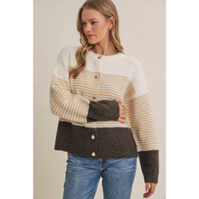 Load image into Gallery viewer, Morning Chai Color-block Sweater Cardigan