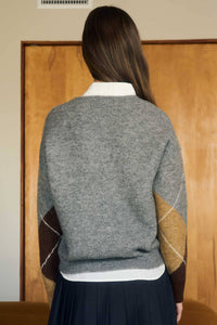 Campus Visits Argyle V Neck  Pullover Sweater