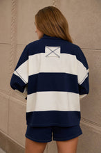 Load image into Gallery viewer, WIDE STRIPE HALF ZIP LONG SLEEVE KNIT TOP