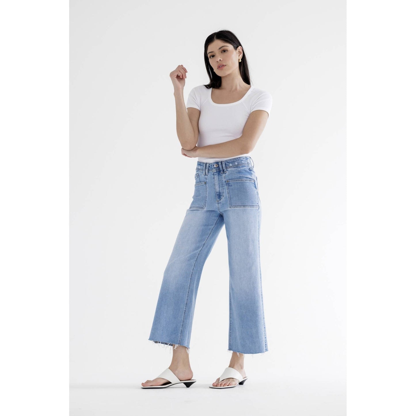 Take The High Road Cropped Wide Leg Jeans