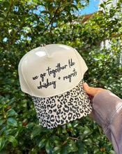 Load image into Gallery viewer, Whiskey &amp; Regrets Leopard Canvas Trucker Hat