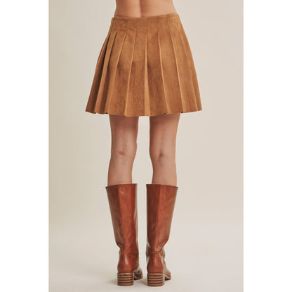 Rodeo Romance Vegan Suede Pleated Mini Skirt