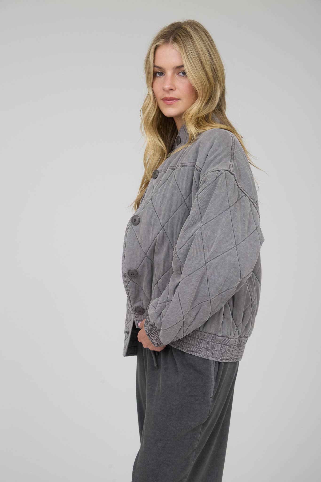 Morning Fog Mineral Washed Quilted Jacket