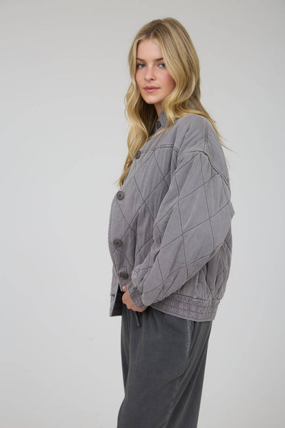 Morning Fog Mineral Washed Quilted Jacket