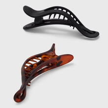 Load image into Gallery viewer, Flat Lay Claw Clip 2pc Curved - Black &amp; Tort