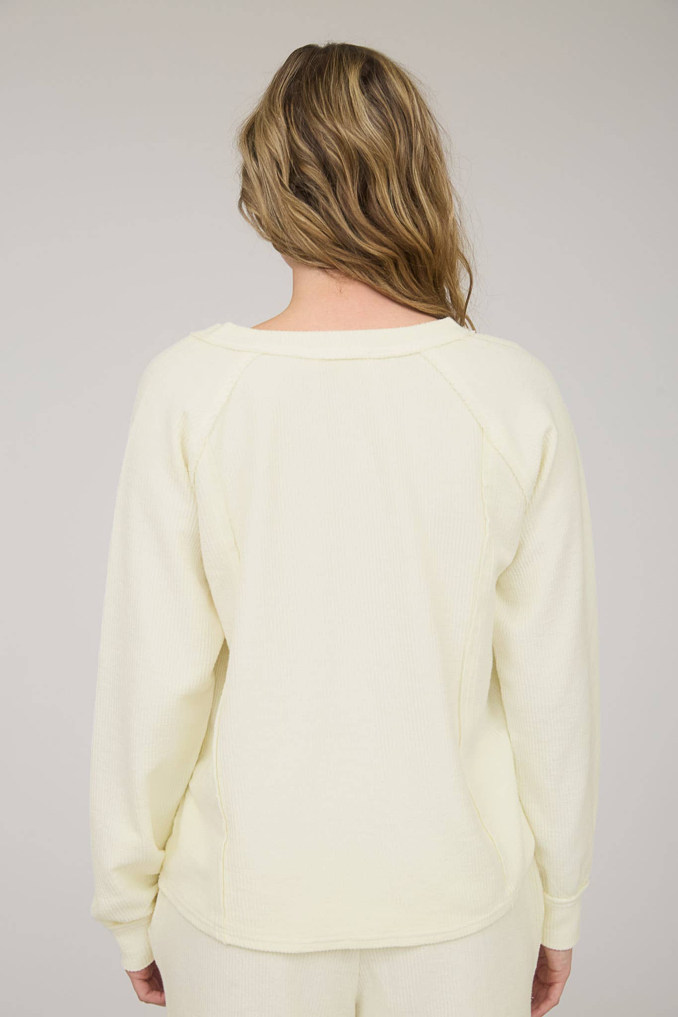 In My Comfy Era Mineral Washed Ribbed Split Neck Long Sleeve Knit Top