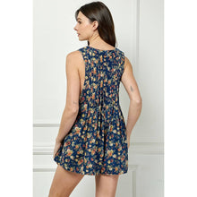 Load image into Gallery viewer, Floral Pleated V Neck Sleeveless Romper