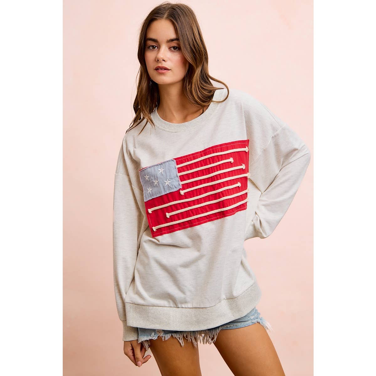 Liberty Lane American Flag Patch Top