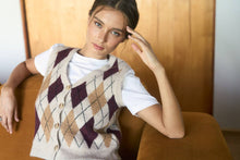 Load image into Gallery viewer, Plaid &amp; Proper Argyle Pattern  Button Down Knit Cardigan Vest