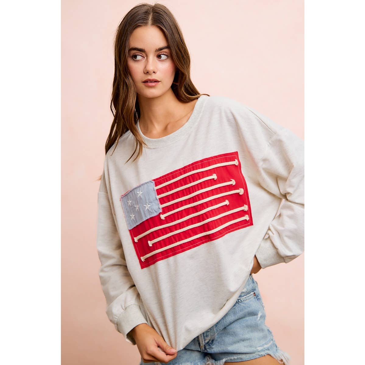 Liberty Lane American Flag Patch Top