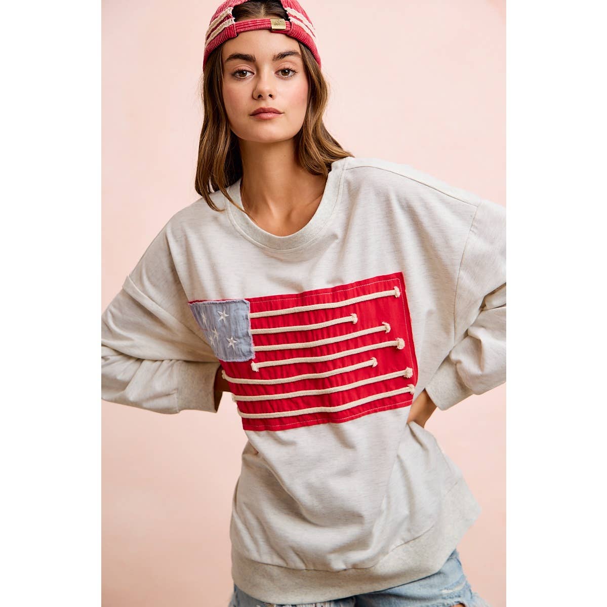 Liberty Lane American Flag Patch Top