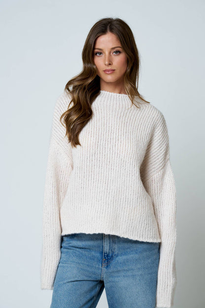 MOCK NECK LONG SLEEVE OVERSIZED KNIT SWEATER