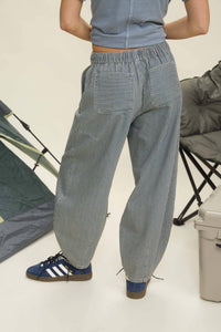 STRIPE DENIM PARACHUTE PANTS