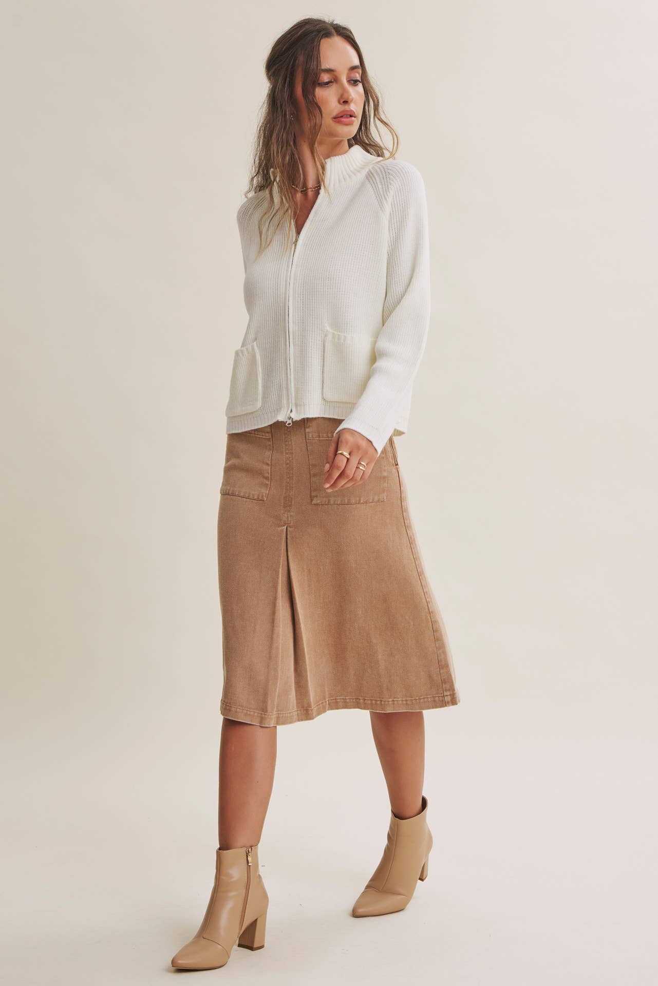 Simple Comfort 2-Way Zip Everyday Sweater Jacket With Pockets