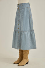 Load image into Gallery viewer, Denim Pin Stripe Midi Skirt