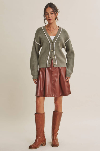 EVERYDAY COZY LAYERS CONTRAST STITCH BUTTON-DOWN CARDIGAN