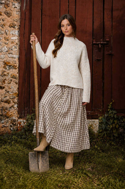 MOCK NECK LONG SLEEVE OVERSIZED KNIT SWEATER