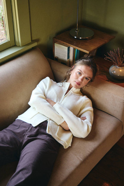 Simple Comfort 2-Way Zip Everyday Sweater Jacket With Pockets