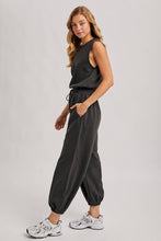 Load image into Gallery viewer, Out and About Drawstring Waist Sleeveless Knit Active Jumpsuit