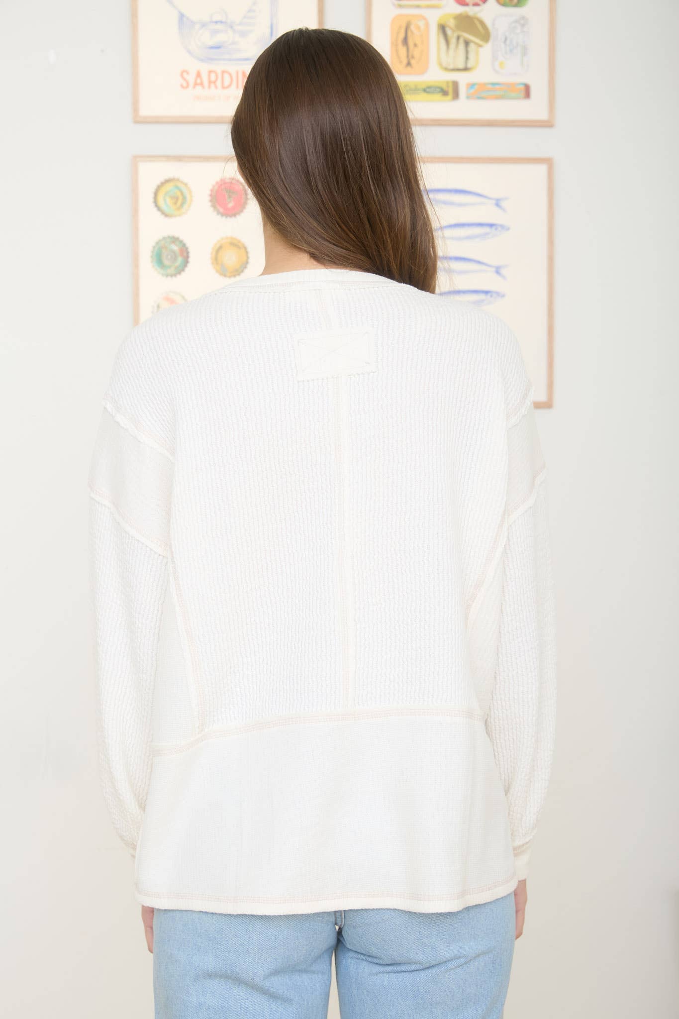 Lime Light Split Neck Ribbed Knit Top