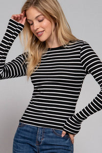 Stripes & Vibes Long Sleeve Striped Knit Top