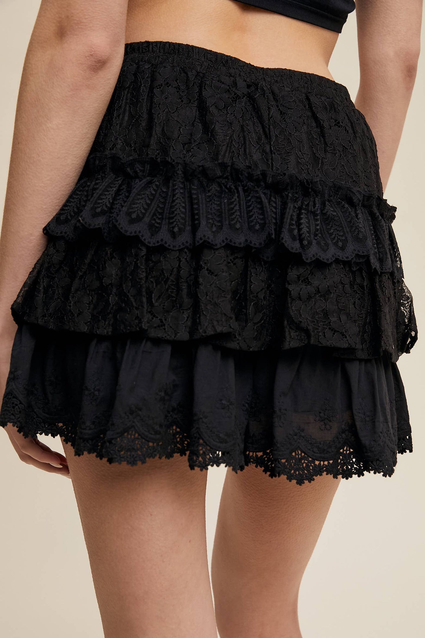 Ruffled Romance Lace Tiered Shorts
