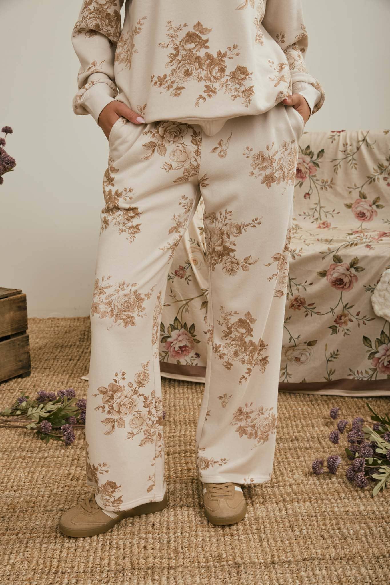 Autumn Daydream Floral Wide Leg Lounge Pants