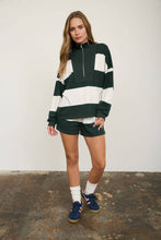 Load image into Gallery viewer, WIDE STRIPE HALF ZIP LONG SLEEVE KNIT TOP