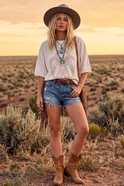 Horseshoe Graphic Lightweight Knit Top