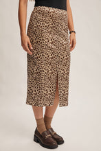 Load image into Gallery viewer, Wild Side Leopard Print Satin Midi Skirt