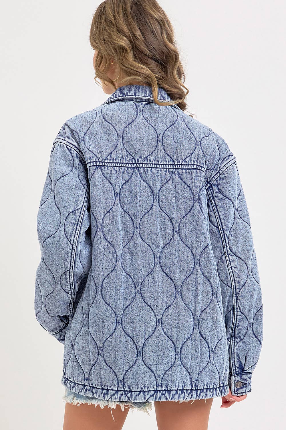 Stitched to Perfection Oversized Quilted Denim Jacket