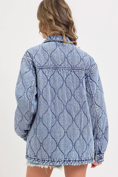 Stitched to Perfection Oversized Quilted Denim Jacket