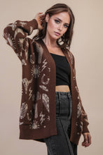 Load image into Gallery viewer, Oversized Western Graphic Knit Sweater Cardigan