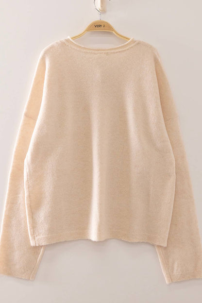 12W3789N-Soft Touch Button Cardigan