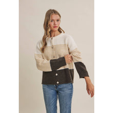 Load image into Gallery viewer, Morning Chai Color-block Sweater Cardigan