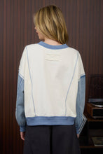 Load image into Gallery viewer, Thinking It Over Mix Media Denim  Sleeve  Knit Top