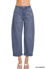 Load image into Gallery viewer, Splash of Color Barrel-Leg Cropped Denim Pants