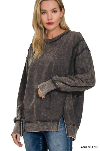 Couch Club Acid Wash French Terry Exposed Seam Sweatshirt