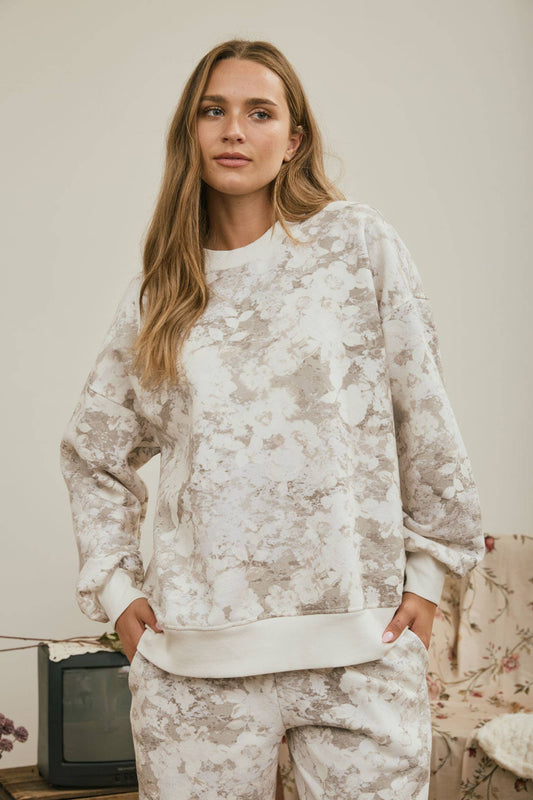 Cozy Bloom Floral Crew Knit Top