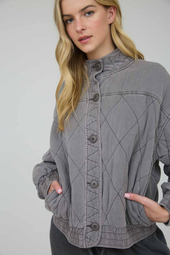 Morning Fog Mineral Washed Quilted Jacket