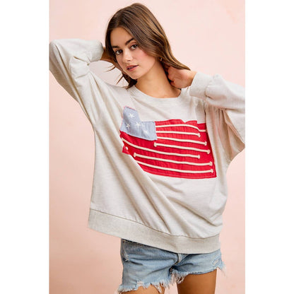 Liberty Lane American Flag Patch Top