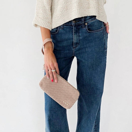 Suede Emma Woven Clutch Wristlet