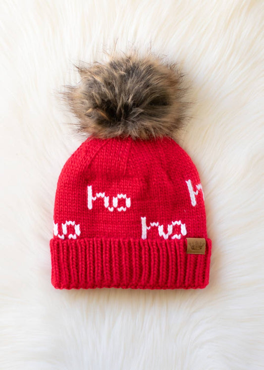 Red & White Ho Ho Ho Pom Hat