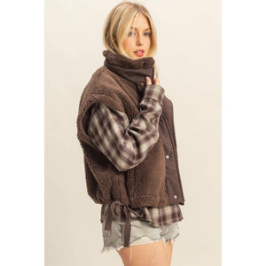 Cool Weather Vibes Sherpa Vest with Tie-Up Side Details