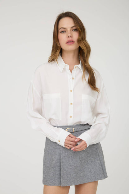 Feeling Bossy Oversized Button Down Long Sleeve Top