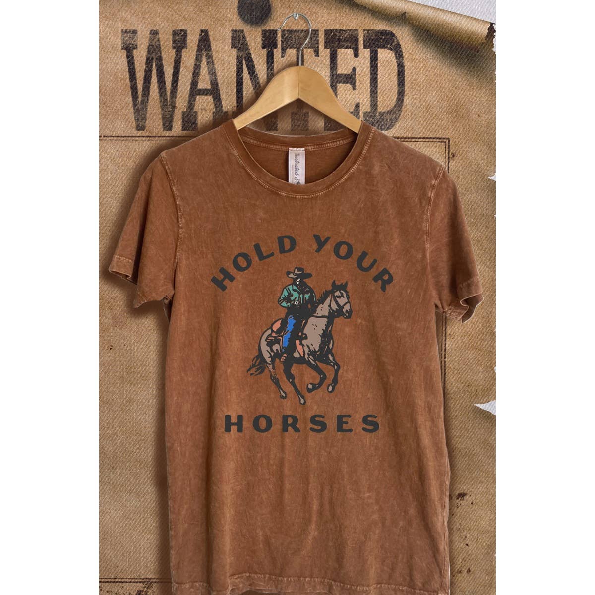 Hold Your Horses Western Vintage  Mineral Wash Graphic Tee